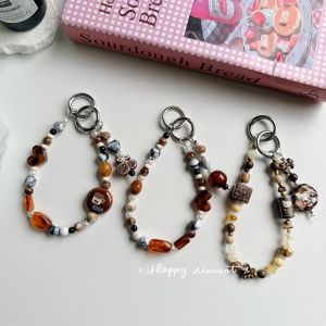 Sanrio | Kawaii Sanrio HelloKitty Beaded Keychain Cute Heart Star Bead Bag Pendant Handmade Cartoon KT Cat Mobile Phone Anti-lost Lanyard
