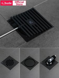 Submarine | Black Copper Odor Blocking Long Square Invisible Floor Drain