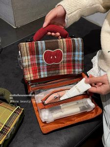 กระเป๋าเครื่องสำอางขนาดใหญ่พกพาสะดวกสำหรับผู้หญิง กระเป๋าใส่ของสำหรับเดินทาง กระเป๋าเก็บของแบบพับได้ กระเป๋าเครื่องสำอางสำหรับเดินทางแบบใหม่ปี 2025