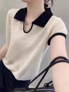 GEBOFU | Color-blocked Ice-silk Youthful Short Sleeve Tee