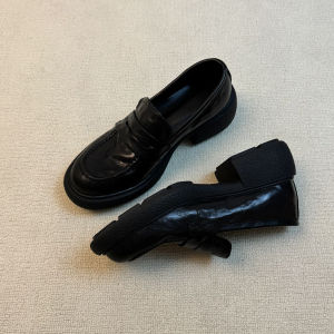 สีดำ สิทธิบัตร หนัง หนังแพะส้นหนารองเท้าไม่มีส้นแฟชั่นเยาวชนรองเท้าเดี่ยว