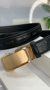 Thắt lưng nam dây nịt khóa tự động da bò thật dập vân cá sấu bản dây 35cm siêu chất