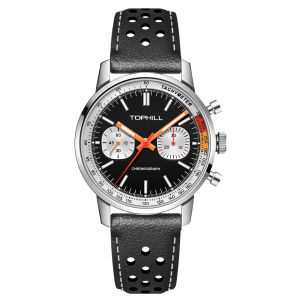 Đồng Hồ Bấm Giờ Nam TOPHILL 40mm - Thiết Kế Panda Kim Dạ Quang Mặt Kính Sapphire Dây Da Chuyển Động Lên Dây Cót Bằng Tay Đồng Hồ Dành Cho Doanh Nhân