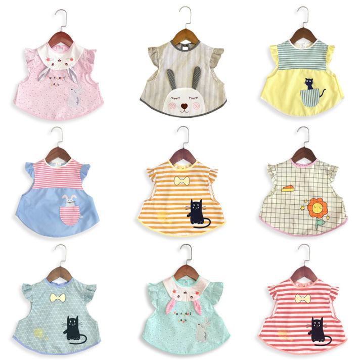 Baby Pure Cotton Waterproof Apron Sleeveless Feeding Smock Girl Boy Child Anti-Clothing Dinner Coat Autumn Winter Infant Garment