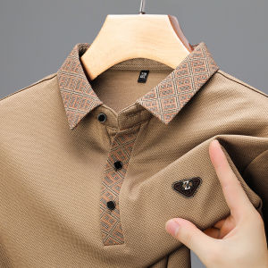 Hengyuanxiang Fleece Lined Long Sleeve Polo Shirt for Men Thickened Warm Loose Fit Fashionable Urban Style Breathable Casual Wear