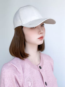 หมวกปีกกว้างทรงสั้นสไตล์โบบอฟหรูหราสำหรับผู้หญิงในฤดูร้อน หมวกกันแดดแบบสวมหัว หมวกเบสบอล ผ้าฝ้ายผสมโพลีเอสเตอร์ สไตล์ลำลอง