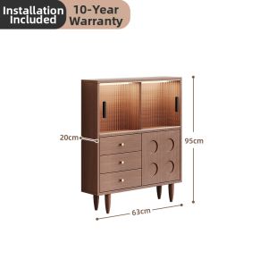Vintage Wooden Sideboard Wine Cabinet Glass Door Display Storage