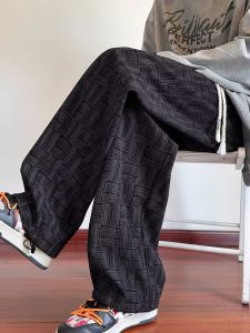 Mens Corduroy Casual Pants Spring Autumn Loose Straight Leg Sporty Dirtied Style Comfortable Wear Resistant Trousers