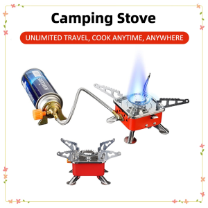 Camping Stove Portable Butane Card Type Square Stove Collapsible Mini Stove for Home Hiking Camping Road Trips