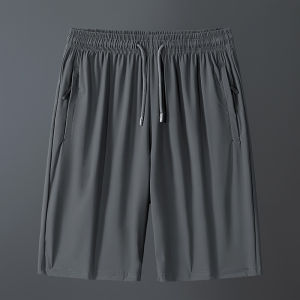 Summer Ice Silk Quick Dry Mens Shorts plus Size 300 Pounds Five-Quarter Length Casual Fashion High Waist Loose Fit Shorts