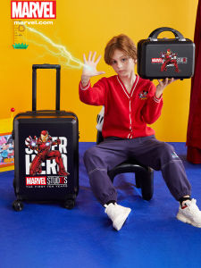 Disney Marvel Spider-Man Iron Man 20-Inch Childrens Luggage Suitcase Cartoon Travel Bag Boys Can Sit on Soft Polyester Material