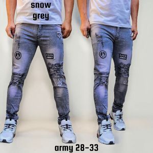 Celana Jeans Sobek Pria Panjang Emblem Stretch Denim Melar Tebal Slimfit Skinny Size 28-33