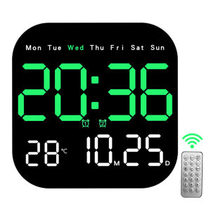 LED Digital Wall Clock with Large Display for Temperature Date and Time for Home and Office