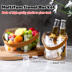ELLE Multifunctional Plastic Fruit Basket or Ice Bucket Transparent Storage Bucket