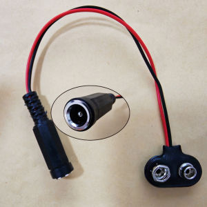 Bộ Cáp Kẹp Pin 9V Loại T/I 6F22 Đầu Nối Vuông Sang Kẹp Cá Sấu DC2.1mm Dây 15Cm Cho Dự Án Đồng Hồ Đo Vạn Năng DIY