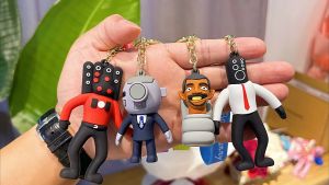 Skibidi Toilet PVC Toilet Keychain Doll Camara Man Figure Skibidi Toilet Tv Man Pendant Toy for Backpack Keychain