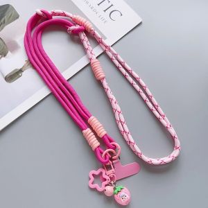 สายโซ่โทรศัพท์มือถือแบบสะพายข้างสไตล์เกาหลีสุดน่ารักพร้อมจี้ สายโซ่ป้องกันการตกหล่นสำหรับการท่องเที่ยวกลางแจ้ง