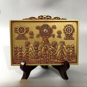 Pure Brass Rectangular Tai Chi Eight Trigrams Indoor Living Room Decorations Hanging Ornaments Home Decorations Chinese Style