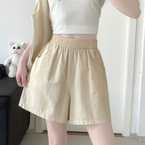 LANMENGYA | Beige Cotton Linen High-waist Loose Casual Shorts