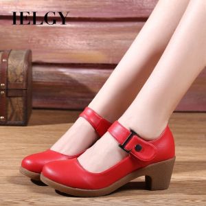 ฟื้นฟู ส้นสูงนิ้วเท้าทรงกลม 6ซม. พื้นรองเท้า รองเท้า เต้นรำนุ่ม รองเท้า ผู้หญิง สี่ฤดู