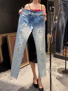 กางเกงยีนส์ทรงหลวมสำหรับผู้ชายไซส์ใหญ่ สไตล์ลำลอง ทรงหลวม กางเกงยีนส์ขาด ทรงหลวม กางเกงยีนส์ทรงหลวม