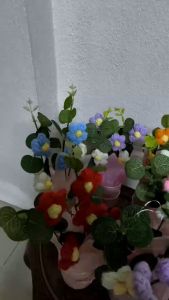 Homemade Crochet Knitted Flower Fake Flower Bouquet Artificial Flowers Home Decor Wedding Birthday Valentines Day Gifts