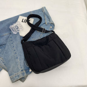 Winter New Large Capacity Cotton Coat Single Shoulder Slant Cross Big Bag Fashionable Makeup Class Bag Pure Color Oxford Cloth