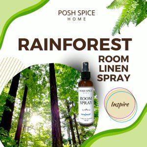 Rainforest Room Linen Spray - Rainforest Freshener Disinfect Antibacterial Spray - Odor Eliminator - Posh Spice - 100 mL / 250 mL