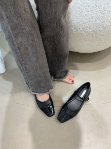 ROYAL ANNAS Vintage French Style Flat Shoes for Women Mary Jane Loafers with Color Block Heels and Soles Superfine Fiber Material