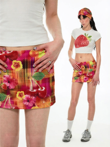 1JINN STUDIO | Retro One-Piece Printed Mini Skirt