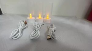 1/2/3 Pieces White/Yellow Light Flameless Decorative LED Candles With USB ChargeBattery Powered Electronic LED Candle Tealight