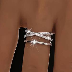 Huitan Women Ring Cross Design Inlaid Bright Round Cubic Zirconia Fashion Wedding Party Versatile Accessories Charming Jewelry