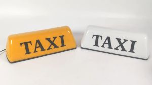 Mào taxi đế nam châm có đèn led gắn nóc ô tô màu vàng kích thước 29cmx10cmx13cm