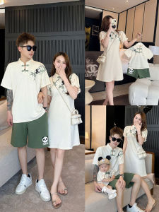 Special National Style Parent-Child Short-Sleeved Polo Shirt for a Family of Three Chinese Dress Cheongsam New Arrival Fried Street Mother and Daughter Dress