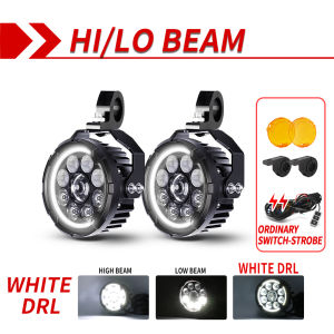 CO LIGHT 4inch Mini Dual Color LED Motorcycle Auxiliary Light with Strobe Switch Spotlight Fog Lamp For BMW R1200GS off-road use