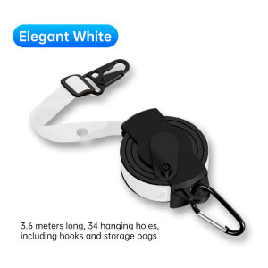 Portable 3.6m Retractable Clothesline Windproof  And Non-Slip Compact And lightweight  Comes With Hook And Storage Bag