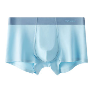 Miiow | Mens Ice Silk Boxer Shorts Breathable Thin Flat Angle Briefs Summer Underwear Comfortable Youth Antibacterial Nylon Fabric