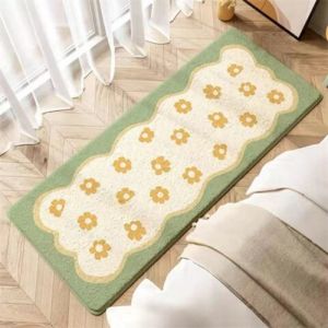 VIKAMA Rustic Floral Rug—Comfortable Soft and Warm Machine-Washable Bathroom Toilet and Bedroom Rug Home and Decor