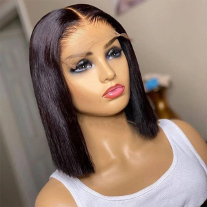 Mái Tóc Giả Bob Ngắn Thẳng Chất Liệu Tóc Người Remy Màu Nâu Sáng Kiểu Lace Front 13x4 Của Brazil Chất Liệu Ren Thụy Sĩ Dành Cho Nữ Kích Thước Trung Bình Mật Độ 150%