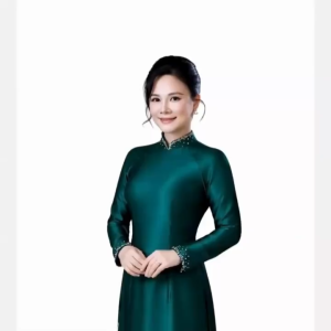 Áo Dài Lụa Ruby Cao Cấp Thanh An – Form Tôn Dáng Đính Cườm Quý Phái