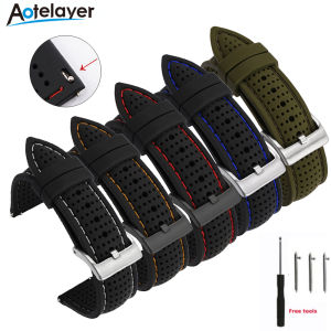 Aotelayer Dây Đeo Đồng Hồ Silicon Thể Thao Tháo Nhanh Chiều Rộng 18 20 22 24Mm Chống Nước Và Thoáng Khí Cho Gear S2 S3 Cho Đồng Hồ Đeo Tay GT 3/2/2e/Pro/Đồng Hồ Thông Minh Dây Đeo Đồng Hồ Phẳng Thông Dụng