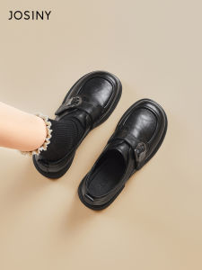 Josiny | Spring New Ladies Loafers Black Oxford Thick Soles Slip Ons