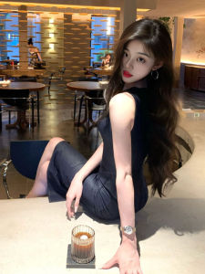 Elegant Lady Style Slim Fit Denim Vest Dress Fashionable Personality High Waist H-Line Bodycon Skirt Summer Season Clothing