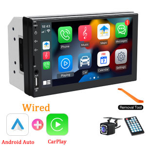 Hippcron 7" Touch Screen 2 Din Car Multimedia Stereo CarPlay Android Auto Bluetooth MP5 Player with FM AUX USB TF