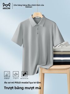Áo thun polo nam MiiOW làm bằng vải lụa băng ngắn tay thoải mái thoáng khí