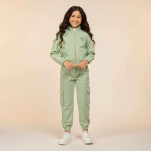 Moose Girl Pastel Green Denim Jacket With Embroidery Details (GDJC- 7193 MD)