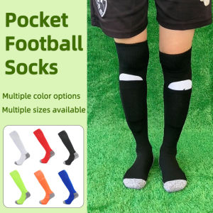 Adults Youths Kids Style Long-Tube Knee High Soccer Socks With Pockets Integrated Sports Socks Towel Bottom Anti Slip Breathable