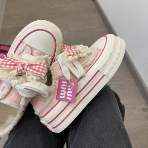 2024 New Summer Thin Breathable Canvas Shoes Womens Casual Board Shoes with Thick Sole and Cross Strap for Youth