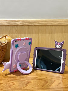 For Apple iPad Pro Air 11 M2 M4 10th 9th 8th 7th 10.9"10.2" 5th 6th Air Pro 5th 4th 3rd 9.7" 10.9" 10.5" 11.0" Mini 2020 2021 2022 Kids Tablet Silicone Handheld Rotating Bracket Cute Kuromi Strap Case
