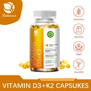 LUKAREE Vitamin D3 & K2 Capsules: Support Calcium Absorption for Strong Bones & Healthy Immune System